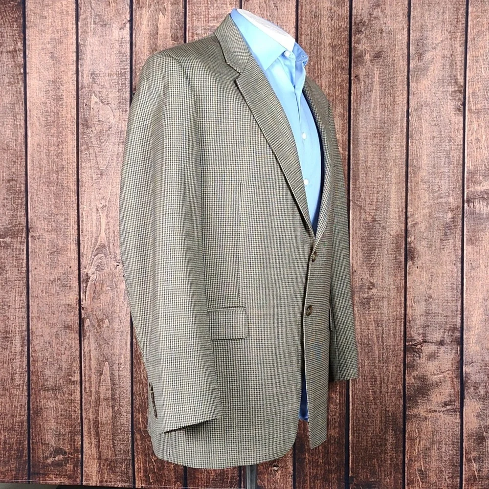 Wool Houndstooth 2 Button Single Breast Single Vent Excellent Condition